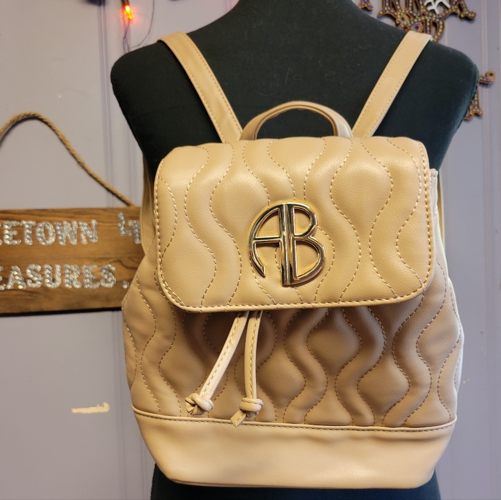 Alexis Bendel Beige Quilted Women's Backpack - Picture 2 of 10
